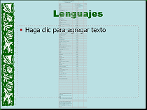 Diapositiva Lenguajes con la tabla grands inicial