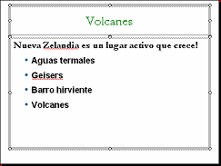 Diapositiva 2: Volcanes con los marcadores de posición seleccionados