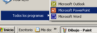 Menú: Inicio | Todas las programas | Microsoft PowerPoint