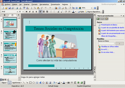 PowerPoint - con varios diapositivas y el Panel de tareas