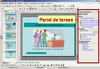 PowerPoint window with Task Pane displayed