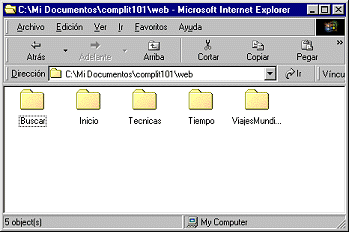 Internet Explorer showing folder contents