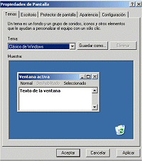 Diálogo: Propiedades de pantalla | Temas (WinXP) - Clásico de Windows