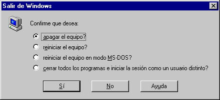 Diálogo para Apagar de Windows 95