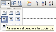 Botón: Alinear centrado izquierda - Word 2003