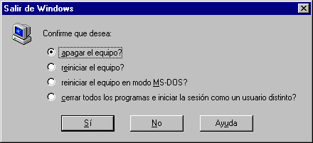 Diálogo: Salir de Windows - Win95 