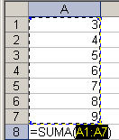 AutoSum adds numbers in the column above