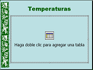 Diapositiva: Temperaturas = Haga doble clic para agregar una tabla