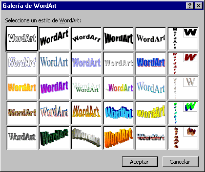 Galería de WordArt