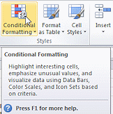 Button: Conditional Formatting with screen tip (Excel 2010)