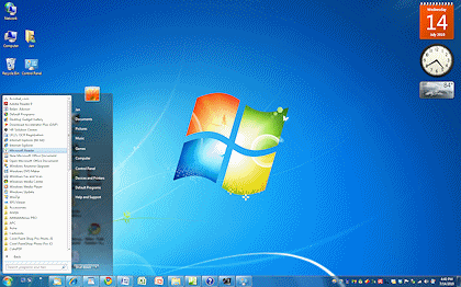 Win 7 Desktop - Start Menu, WordPad