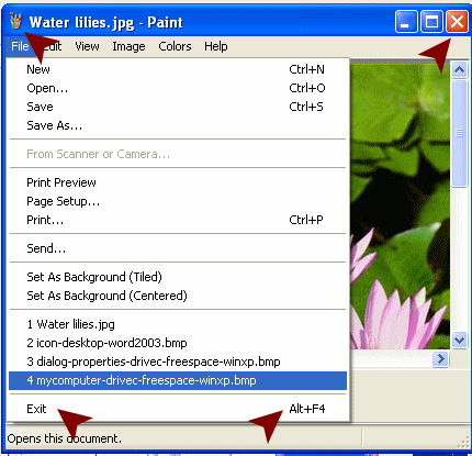 Ways to close Paint (WinXP)