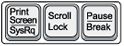 Keys: Print Screen, Scroll Lock, Pause/Break