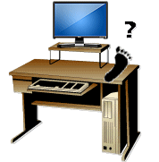 computer desk with footprint