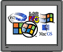 Screen with logos of operating systems