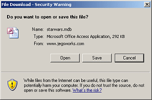 Dialog: File Download - Security Warning