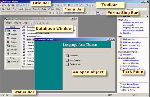 MS Access Interface- labeled