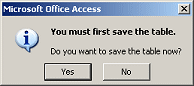 Message: You must first save the table