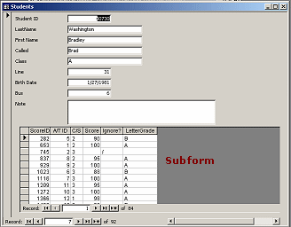 Form containing a subform