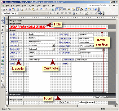 Report Design View - labeled