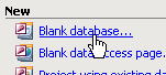 Task Pane: New: Blank database (2003)