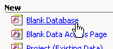 Task Pane: New: Blank database (2002)