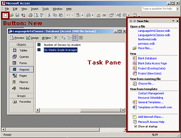 Windows showing Taskpane: New File