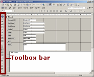 The Toolbox Bar is usually docked at the left edge of the window.