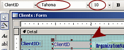 Form Design View: Format ClientID control