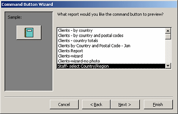 Command Button Wizard: Select report