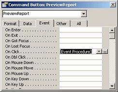 Dialog: Properties for command button