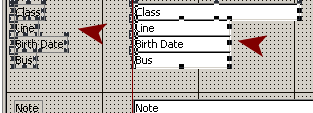 Form Design View: Selected controls which were aligned, Align Top removes all the vertical spacing between them