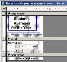 Report Design View: to produce 4 columns