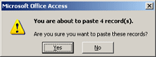 Message: You are about to paste 4 record(s).