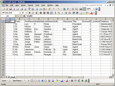 Staff as an Excel file