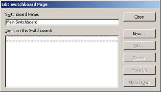 Switchboard Manager: Edit Switchboard page - Main