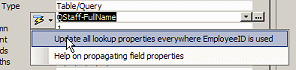 Button: Property Update Options = Update all lookup properties everywhere EmployeeID is used