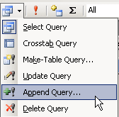 Button: Query Type - Append