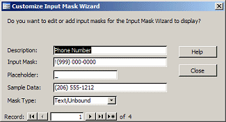 Dialog: Customize Input Mask Wizard
