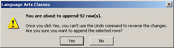 Message: You are about to append 92 row(s).