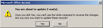 Message: You are about to update2  row(s).