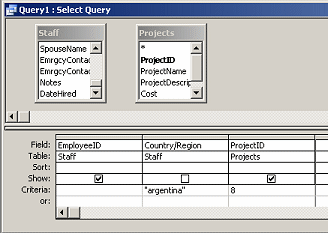Query Design View: select records for append query