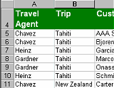 Travel Agent columns moved left