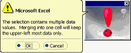 Message: merging cells keeps contents of upper left cell only