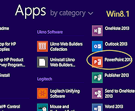 Apps list - shortcut to PowerPoint 2013 (Win8.1)