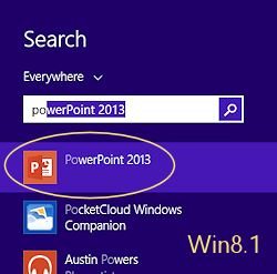 Search from Start screen for PowerPoint (Win8.1)