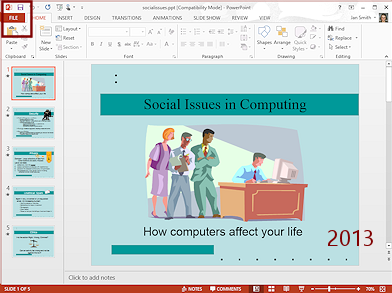 socialissues.ppt open in PowerPoint (PowerPoint 2013)