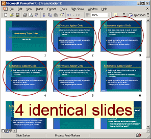 Slide Sorter view - 4 identical slides