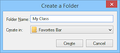 Dialog: Creat a Folder (IE11)