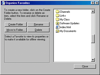 Dialog - Organize Favorites in IE5